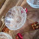 7 vintage chiseled glass cups