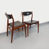 Pair of vintage Scandinavian teak and skai chairs from the 50s and 60s