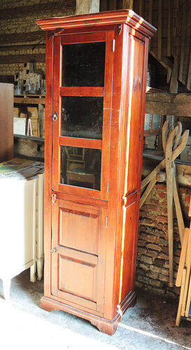 Ancien meuble colonne – vitrine en bois