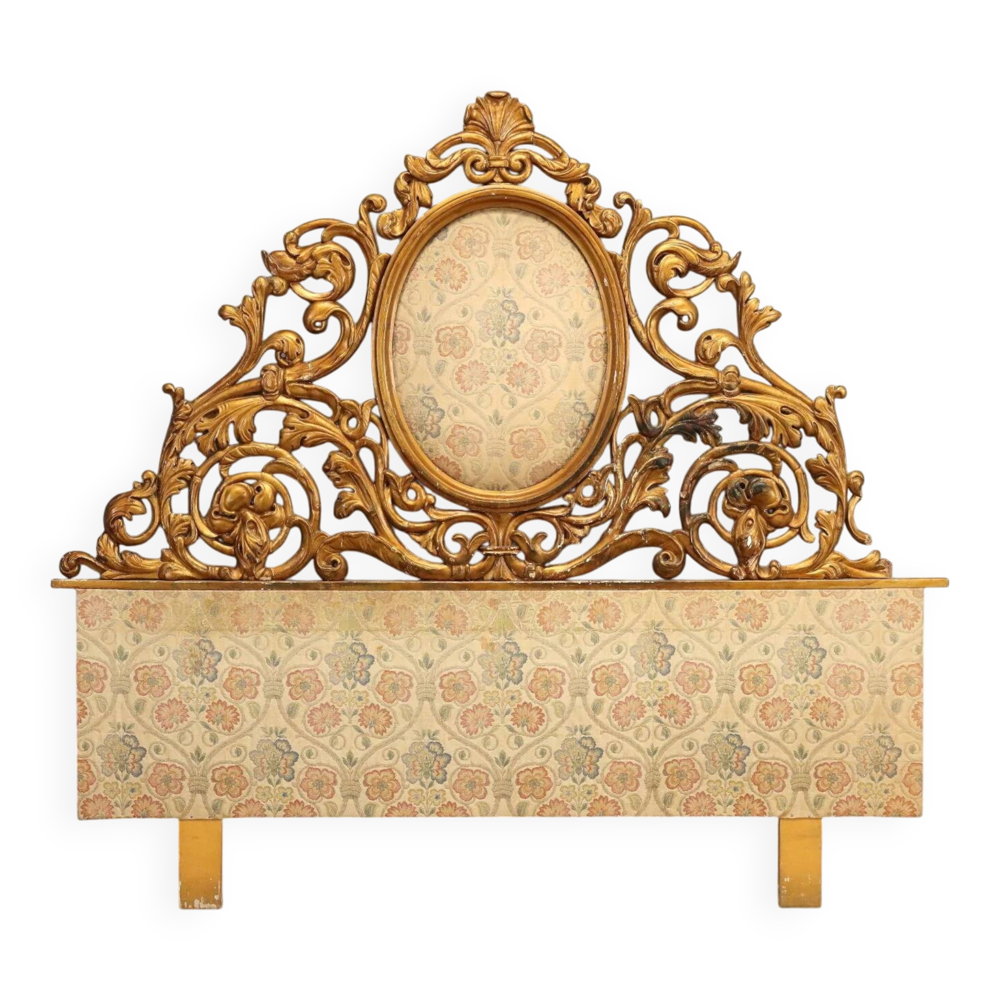 Tête de lit double sculptée et dorée