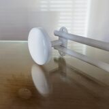 White lacquered metal wall coat rack with 3 hooks, 1980