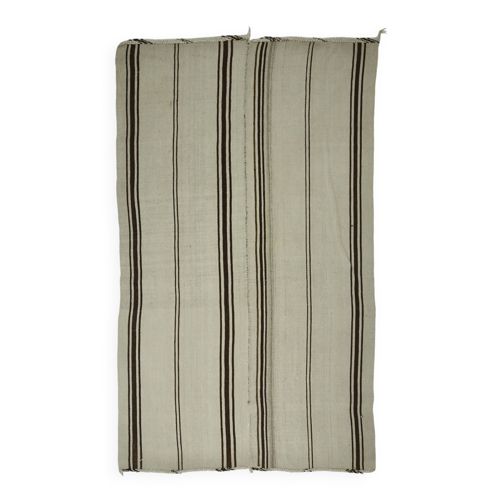 Turkish Kilim Konya Vintage 161x263 cm Beige Minimalist Stripes