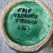 Vintage Vallauris trio of emerald green vases from the 50s/60s.