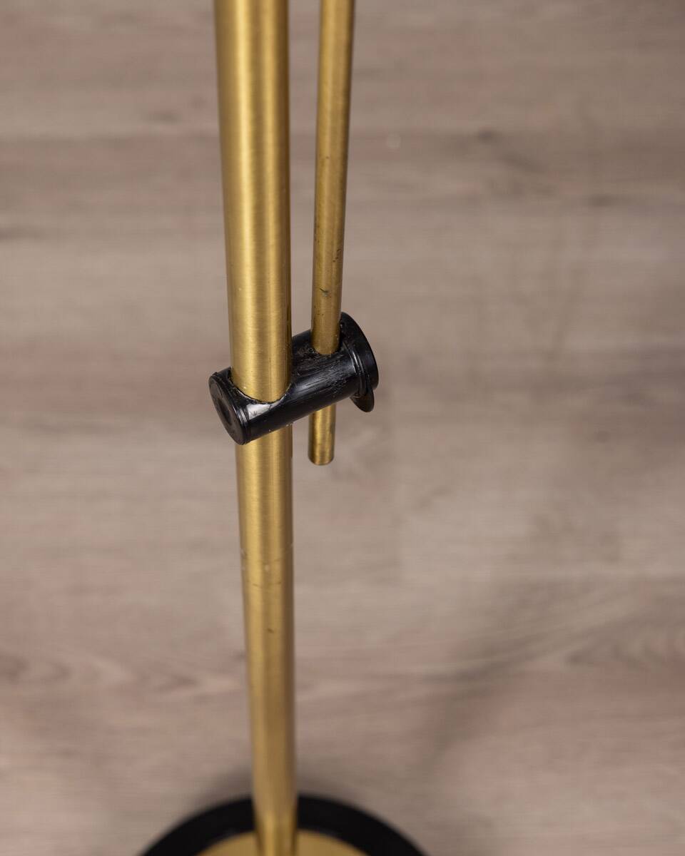 Vintage 70s golden brass floor lamp with two lights italian design