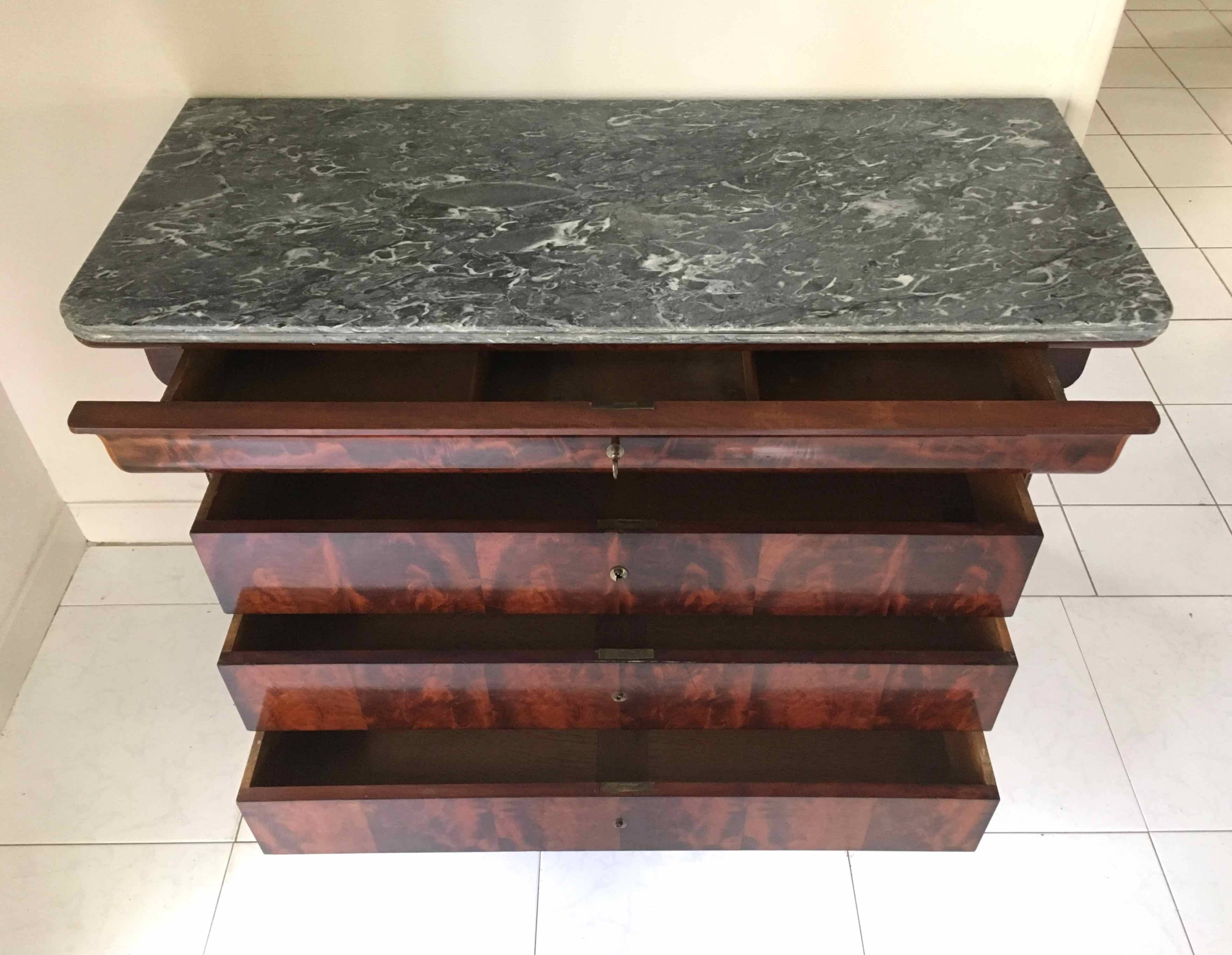 Commode XIXe Louis Philippe marbre sainte anne et noyer