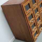 Vintage Dutch Beech Haberdashery Shop Cabinet / Vitrine, 1950s