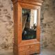 Antique French Louis Philippe wardrobe / wardrobe – elm and oak, mirrored door, 19th century
