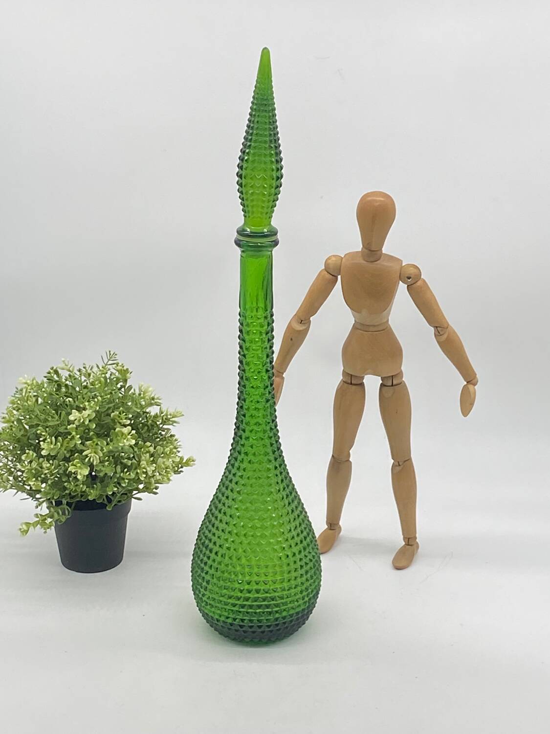 Empoli Italian Glass Carafe / Bottle, Vintage