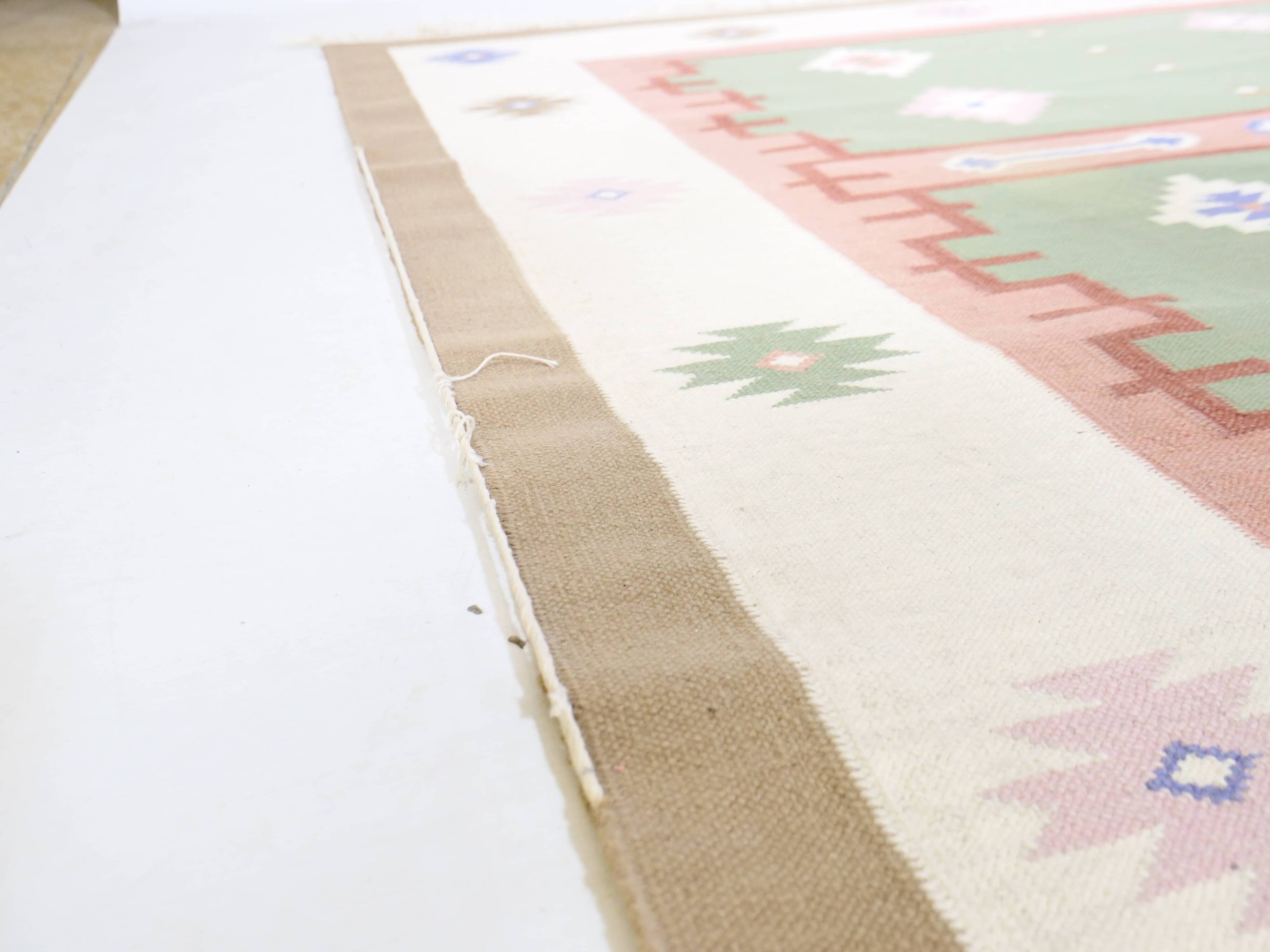 Hand-woven kilim true vintage ethnic wool rug, 70s 80s