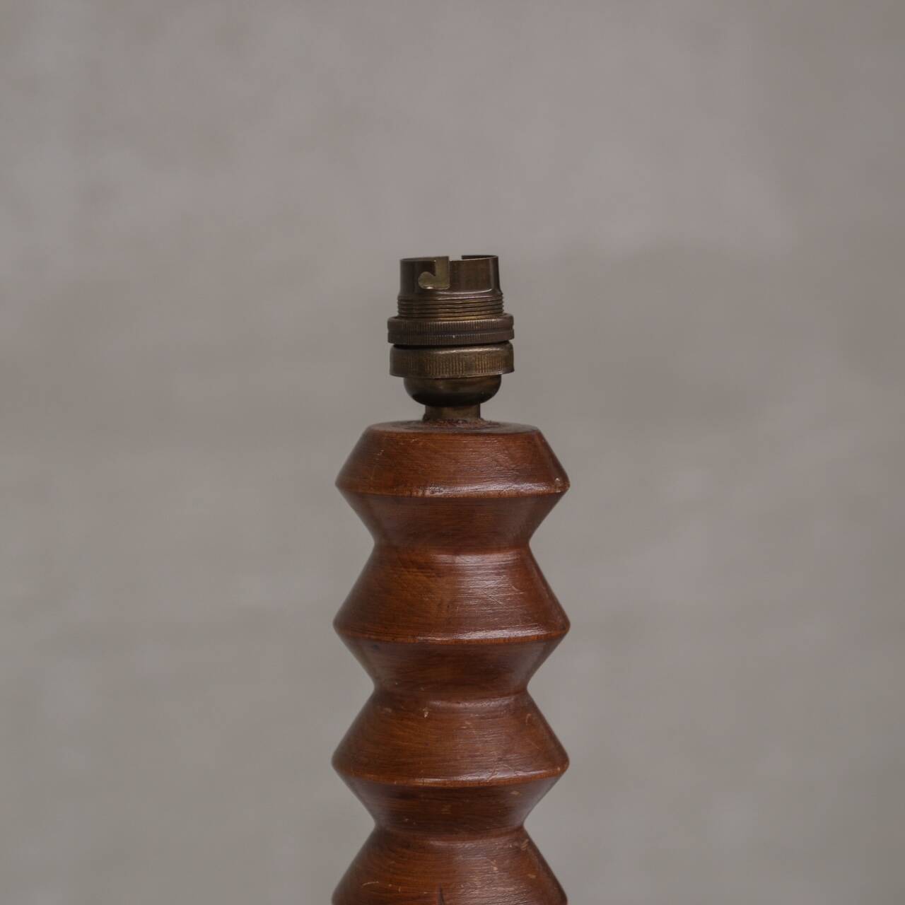 Deco Oak Turned Geometric Petite French Table Lamp