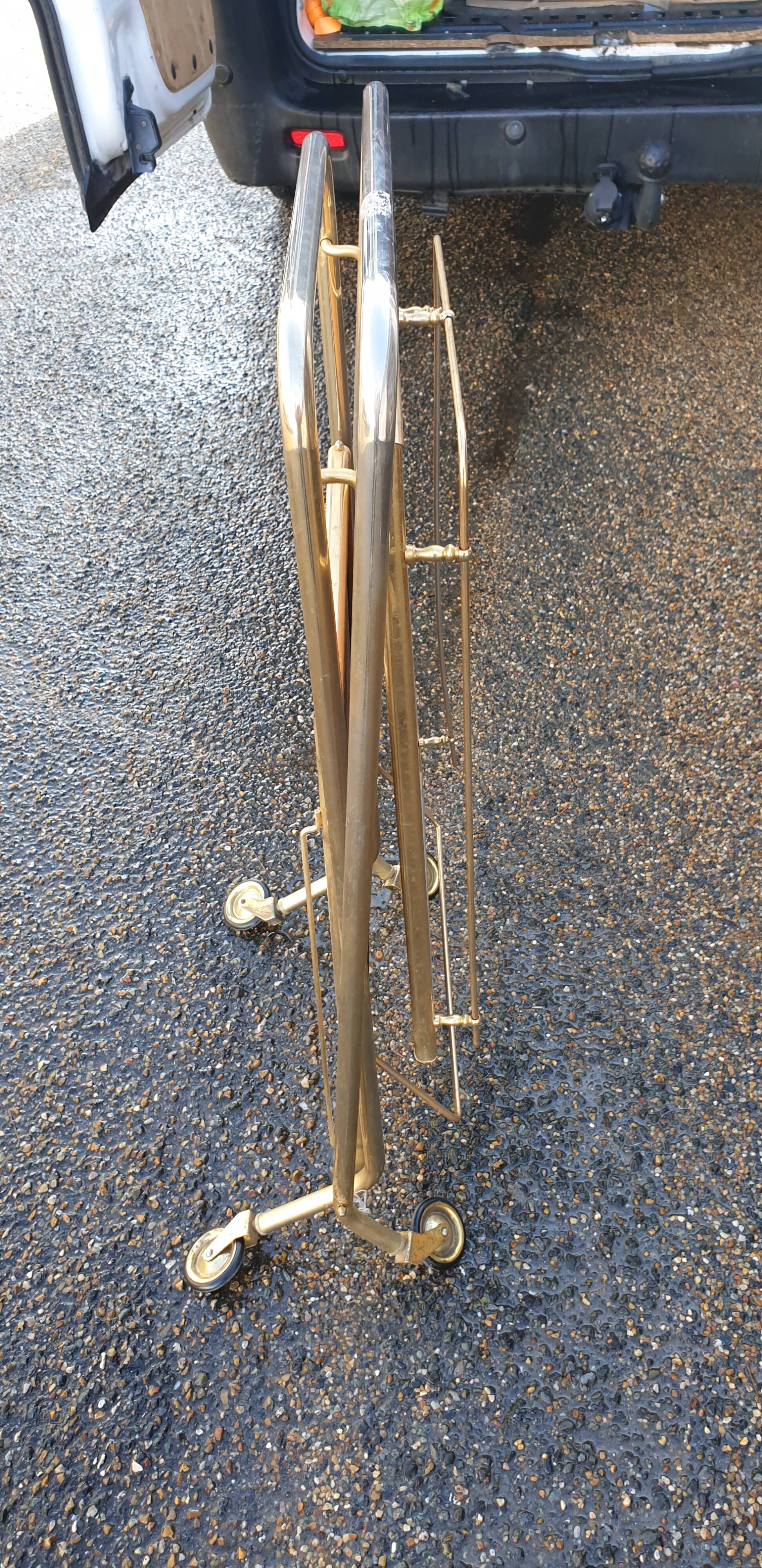 Vintage folding serving table on wheels