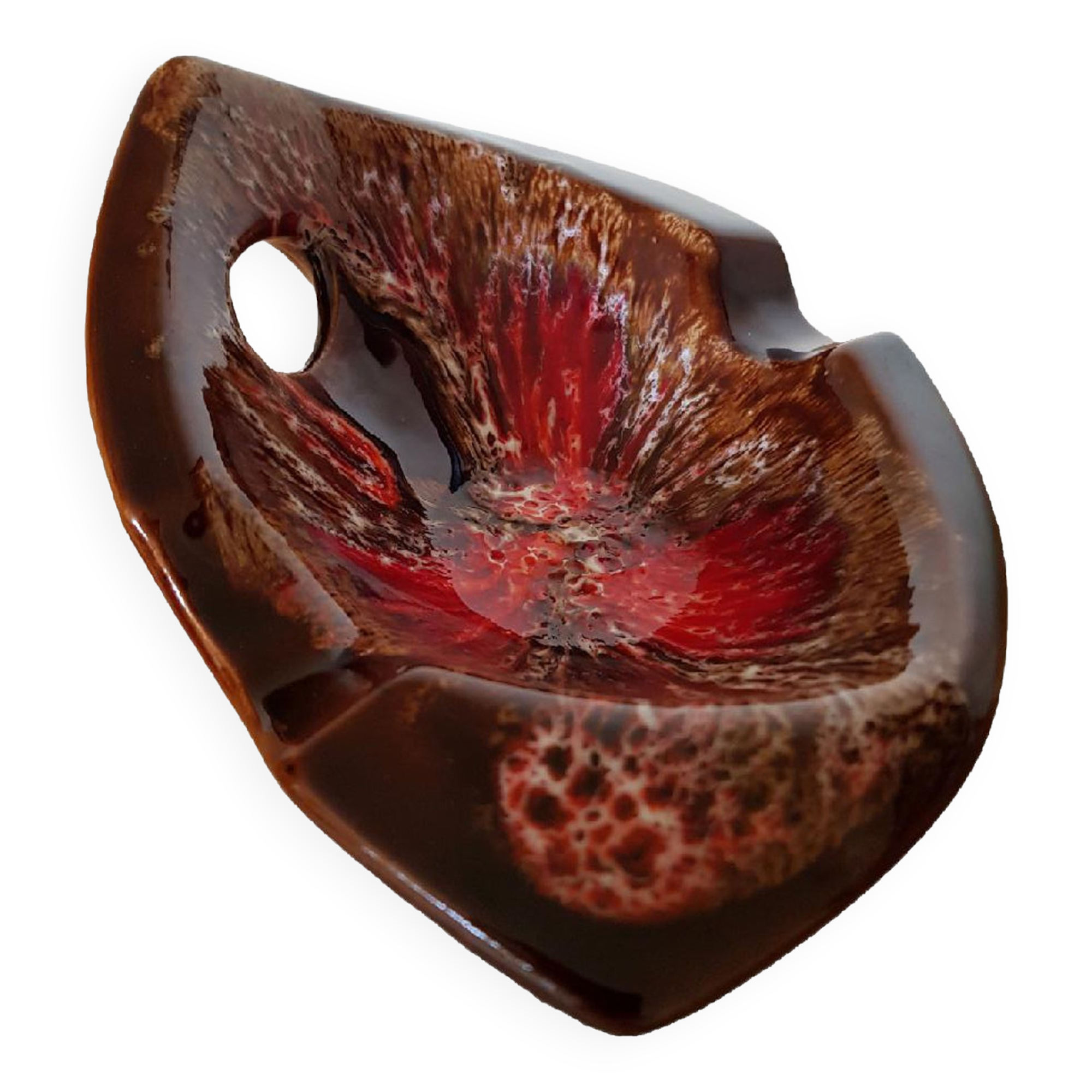 Decorative ceramic ashtray with empty pocket from Vallauris Vintage