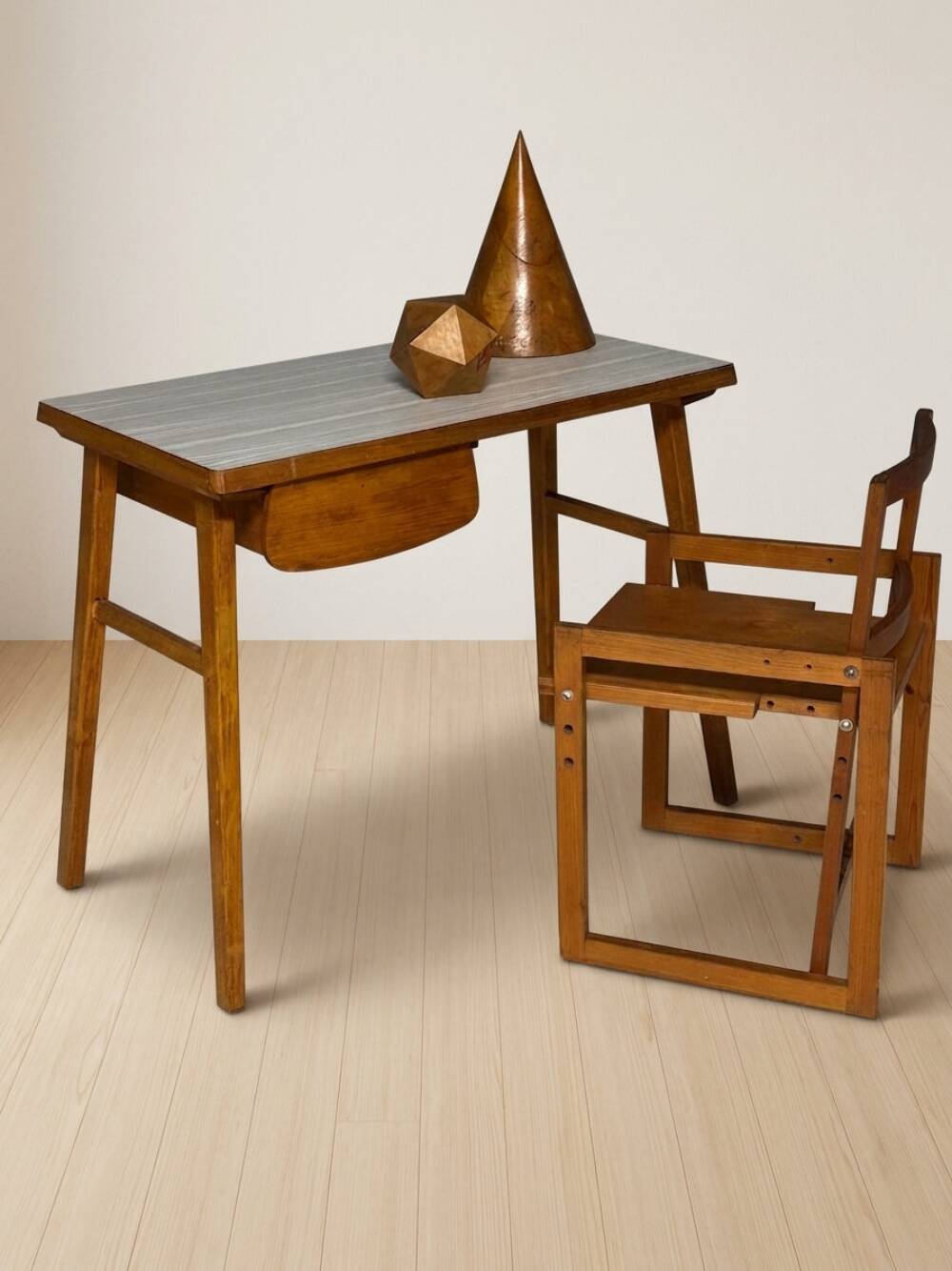 Writing Desk Mid-20th Century Wooden Desk, 90 × 49 × 73 cm