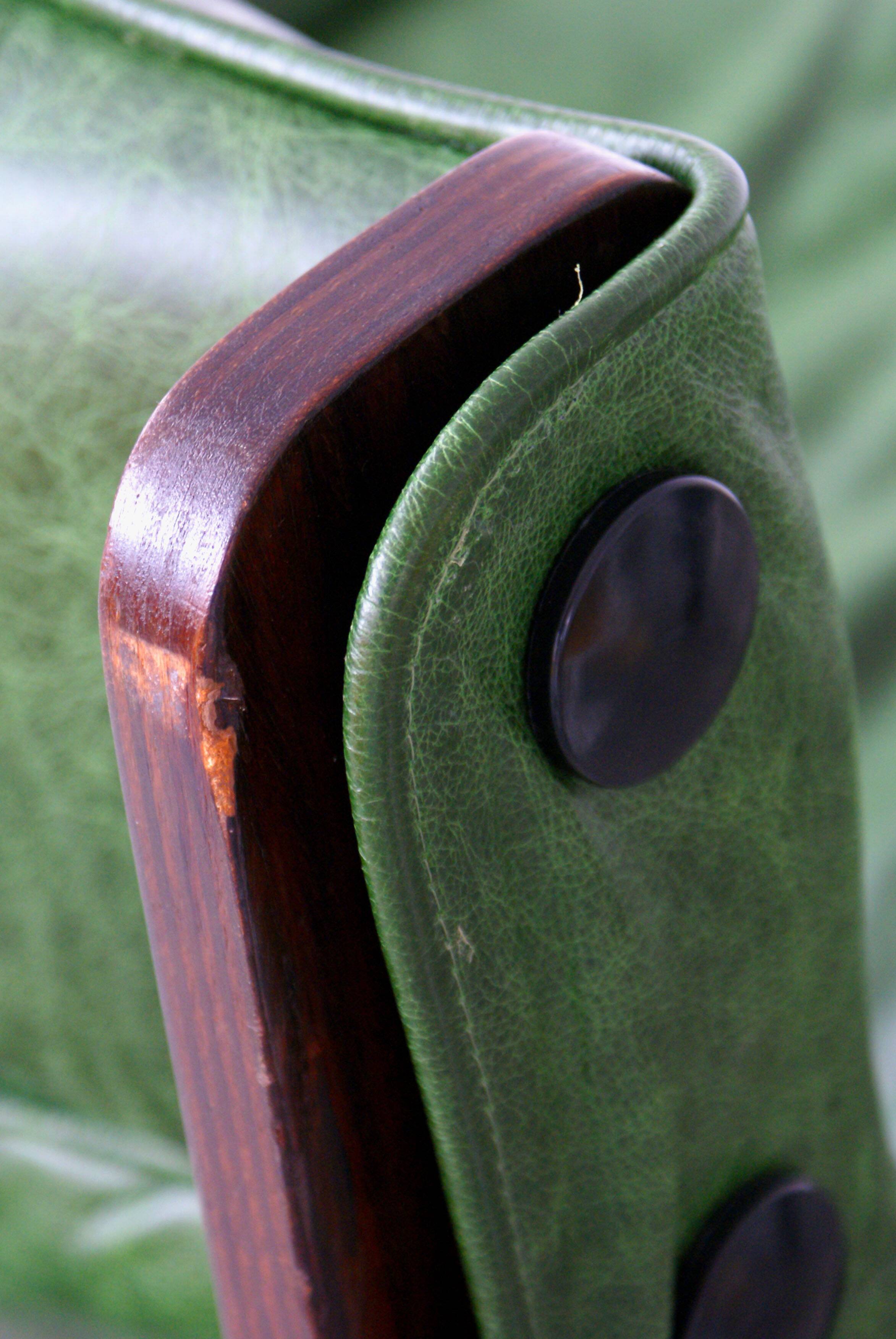 Canada model leather armchair and ottoman by Osvaldo Borsani