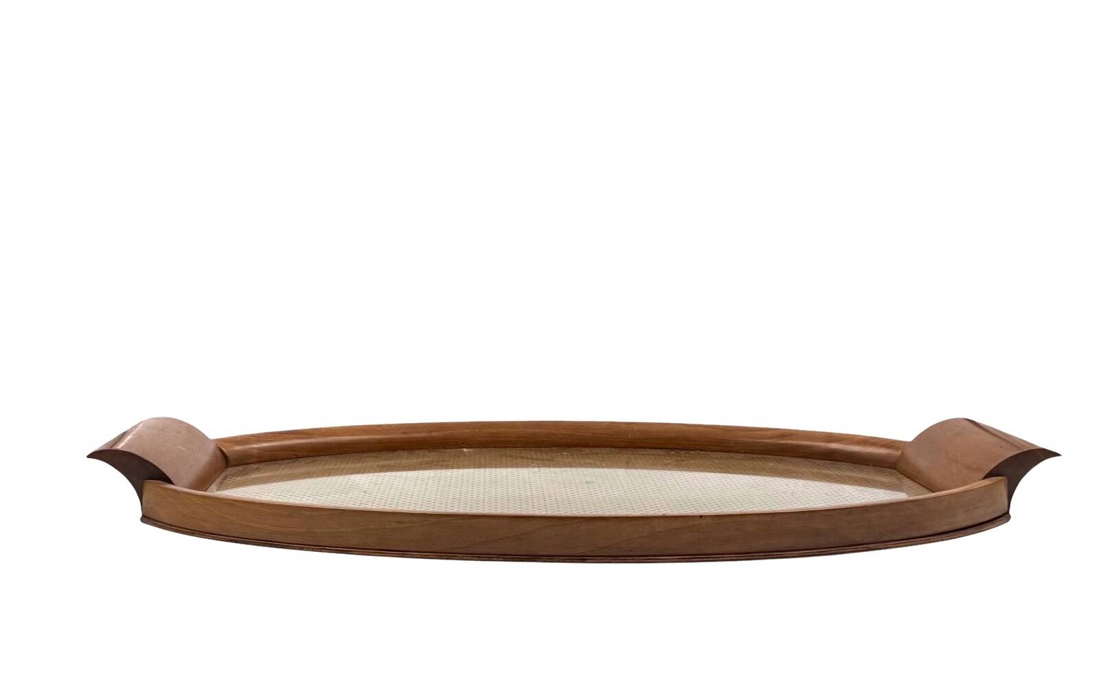Mid-century wood and brass tray, Italy 1950s