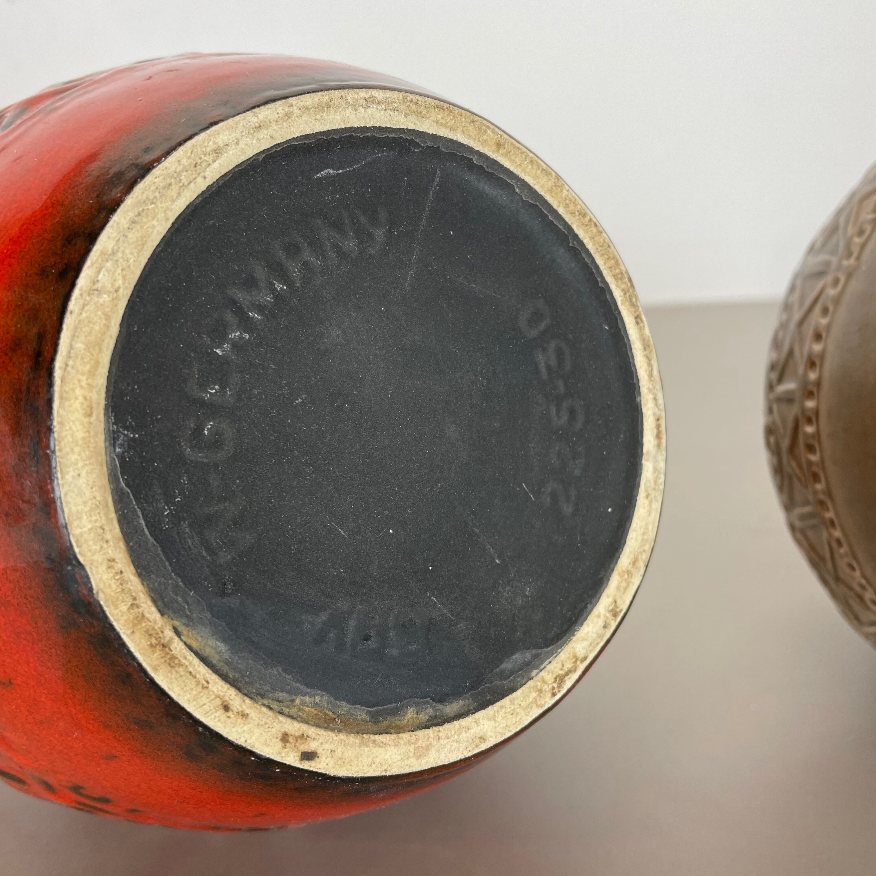 Set of 2 multi-color fat lava op art pottery vase made bay ceramics, germany