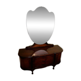 Coiffeuse art deco avec miroir biseauté de forme ovale