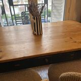 20th century farmhouse table with black base