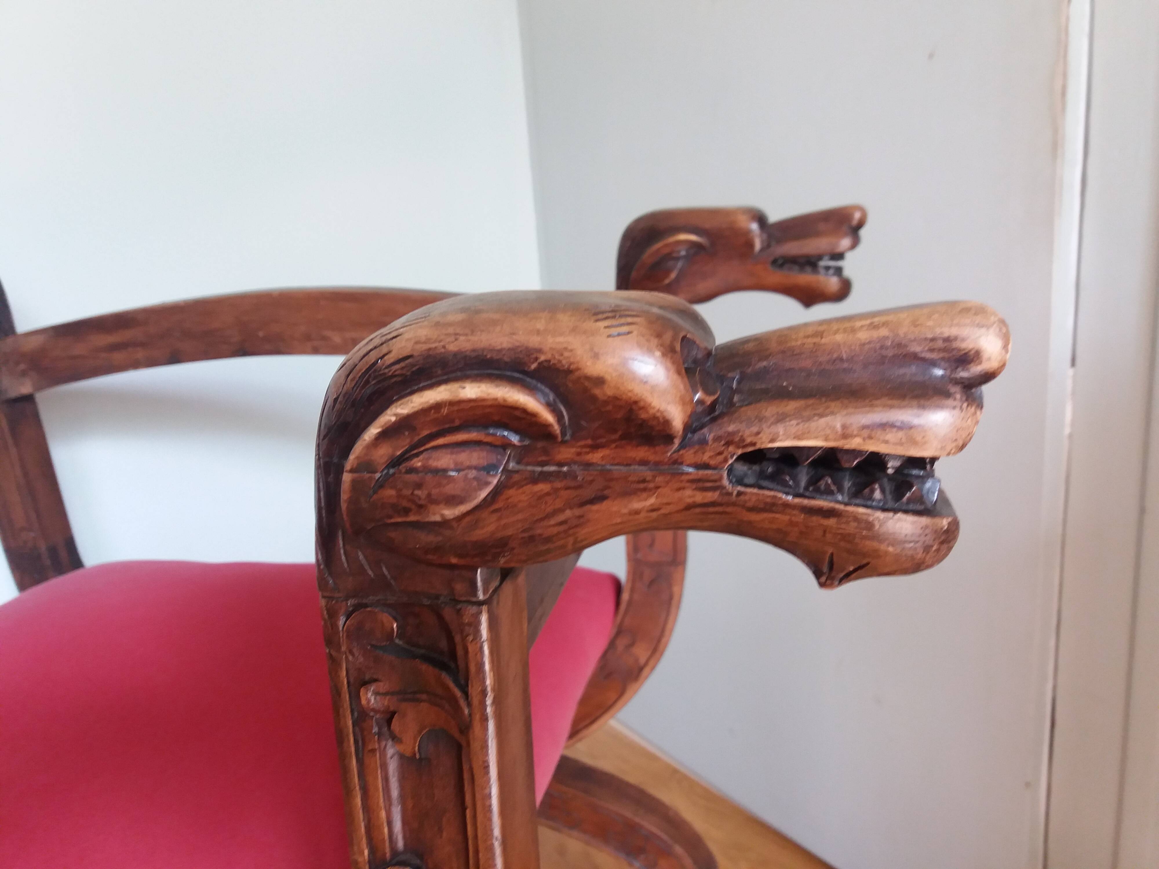 Dagobert curule armchair with chimera heads 19th century