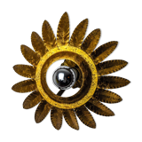 Sun wall lamp by ferro arte, metal and gold leaf, Spain, 1960