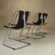 Ensemble de 4 chaises en cuir et chrome des années 1960