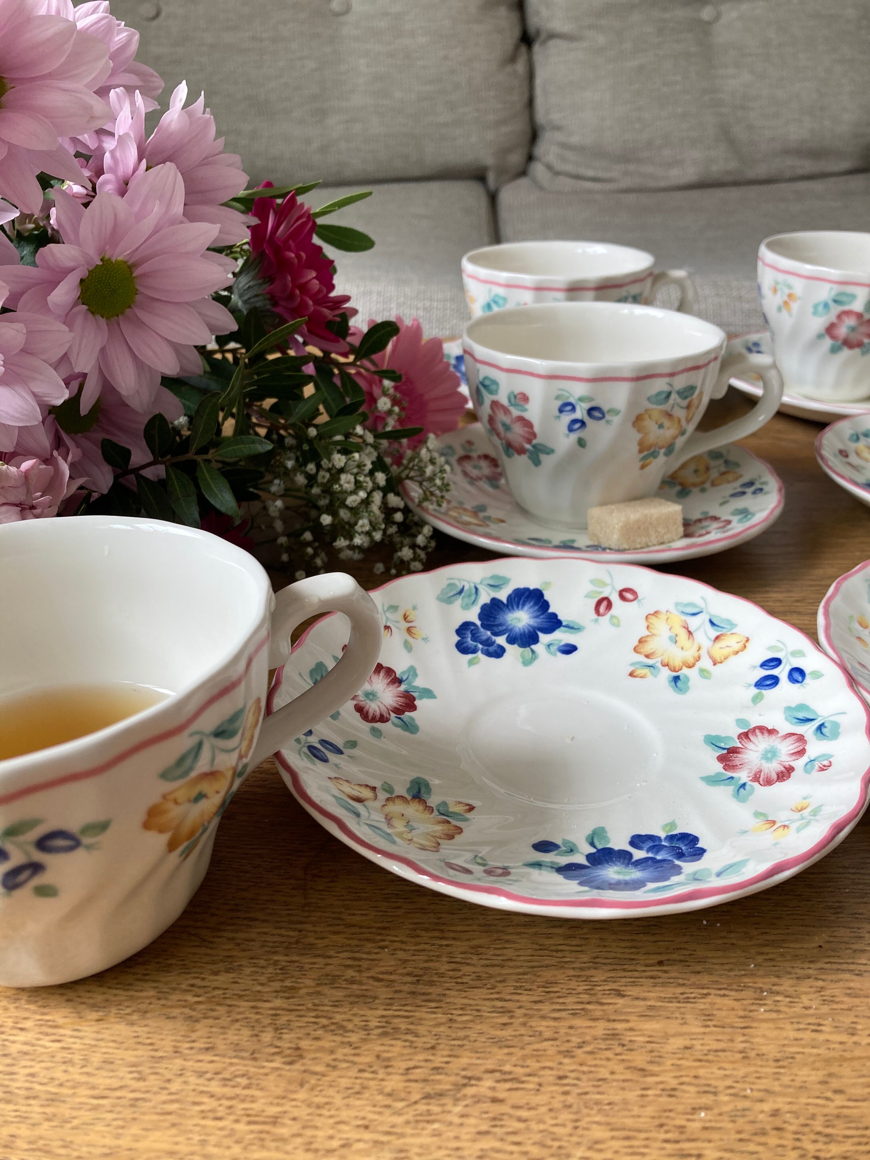 English flower porcelain tea service 6 people