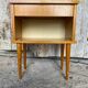 Vintage 1970s Wooden Nightstand with Case + Drawer
