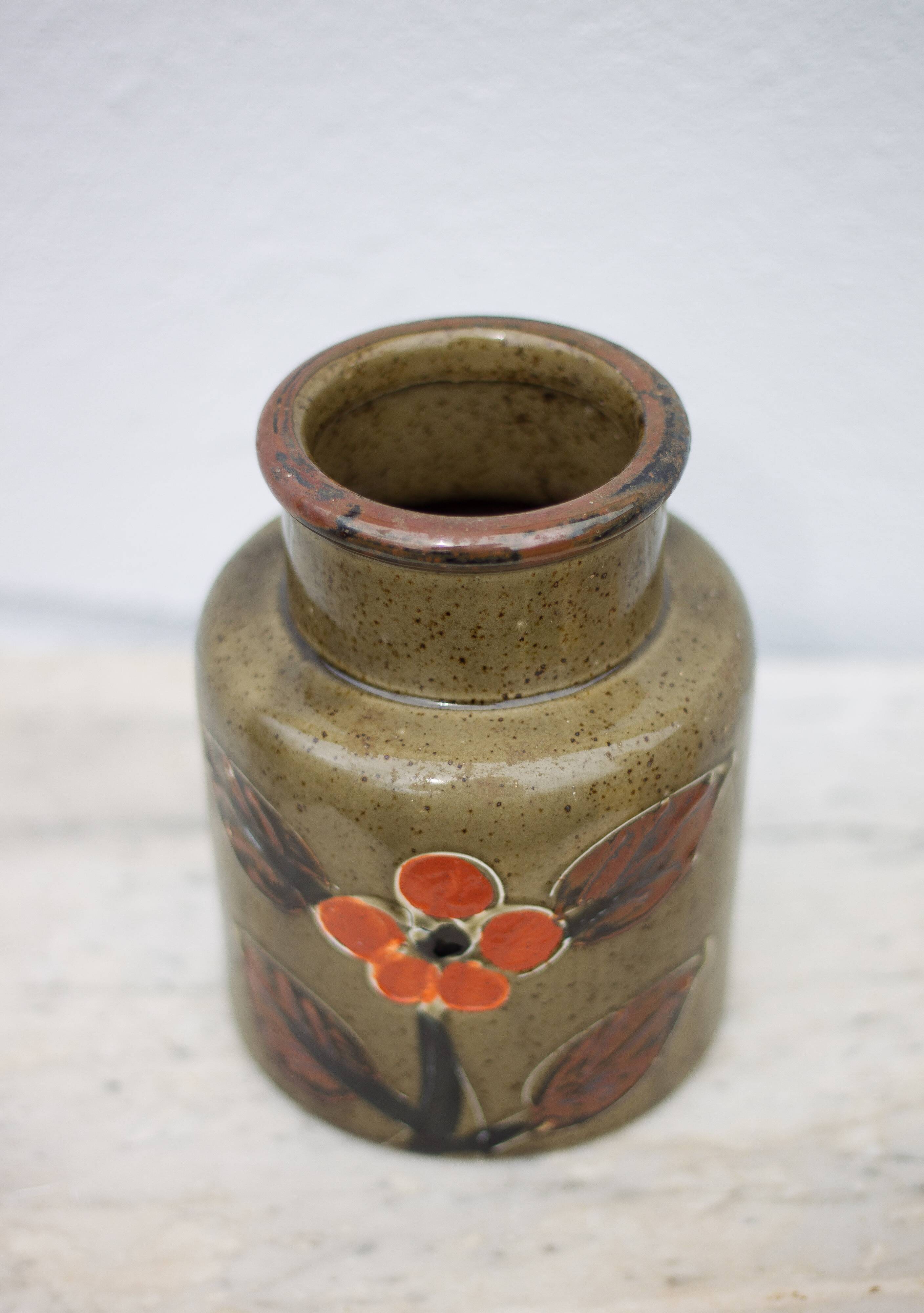 Flowered ceramic vase, decorative vase, flower pot, collection, interior decoration