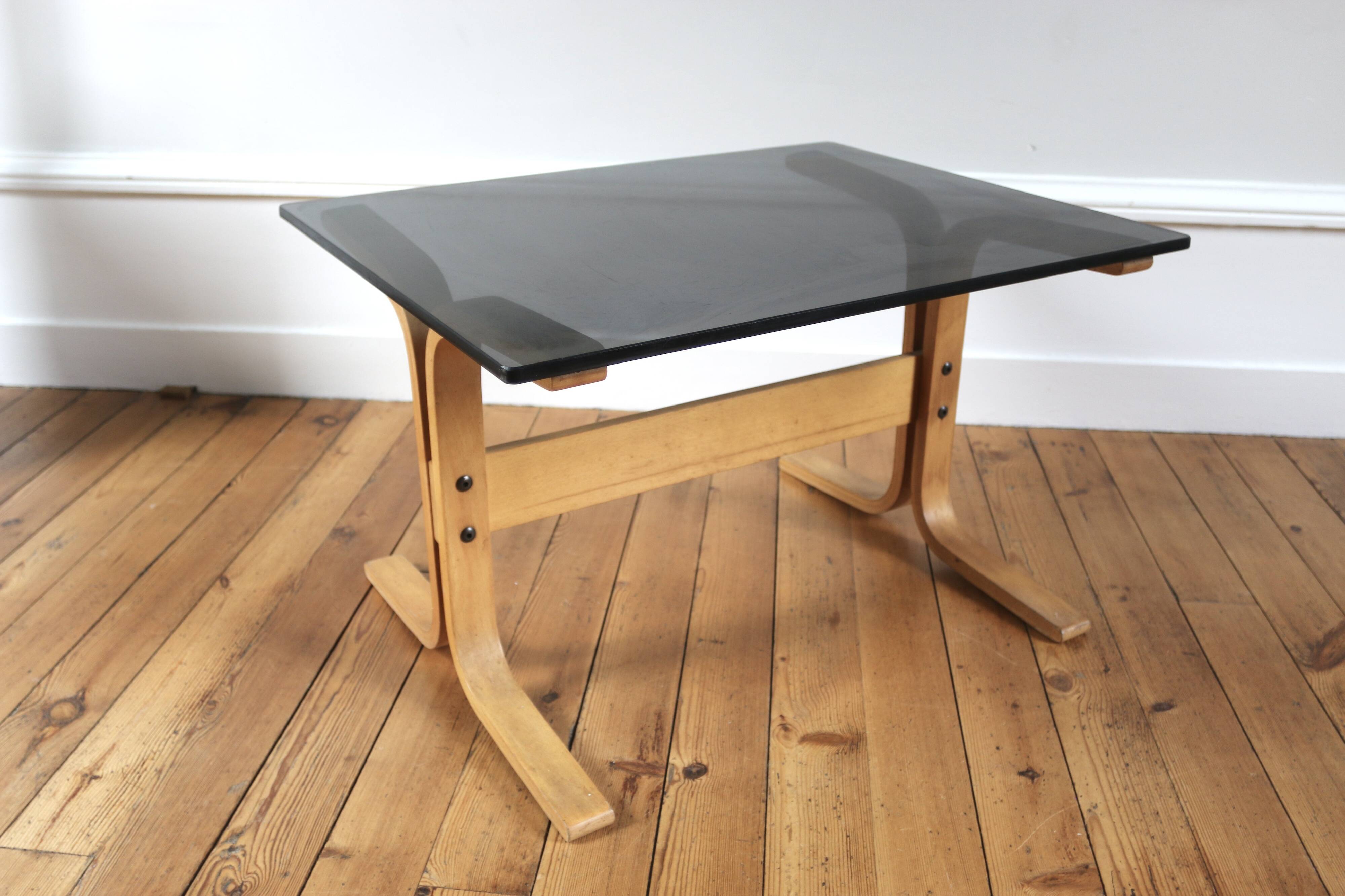 Vintage Scandinavian glass coffee table 1960 Ingmar Relling