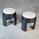 Pair of Black Ash Sculptural Stools with Dedar Milano Bouclé, by FORME