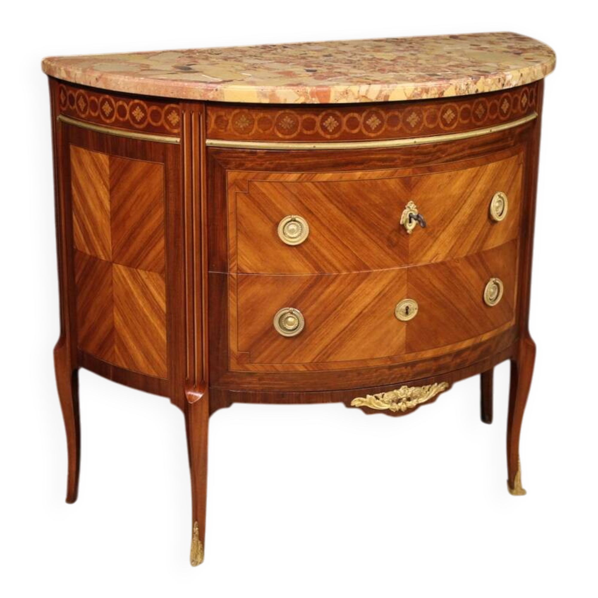 French Louis XVI Style Half-Moon Commode