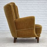 1960s, Danish relax chair, original honey yellow furniture velour.