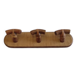 Wall-mounted coat rack with three hooks in cane and rattan L43