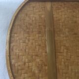 Two-tone braided bamboo tray and lacquered wood.