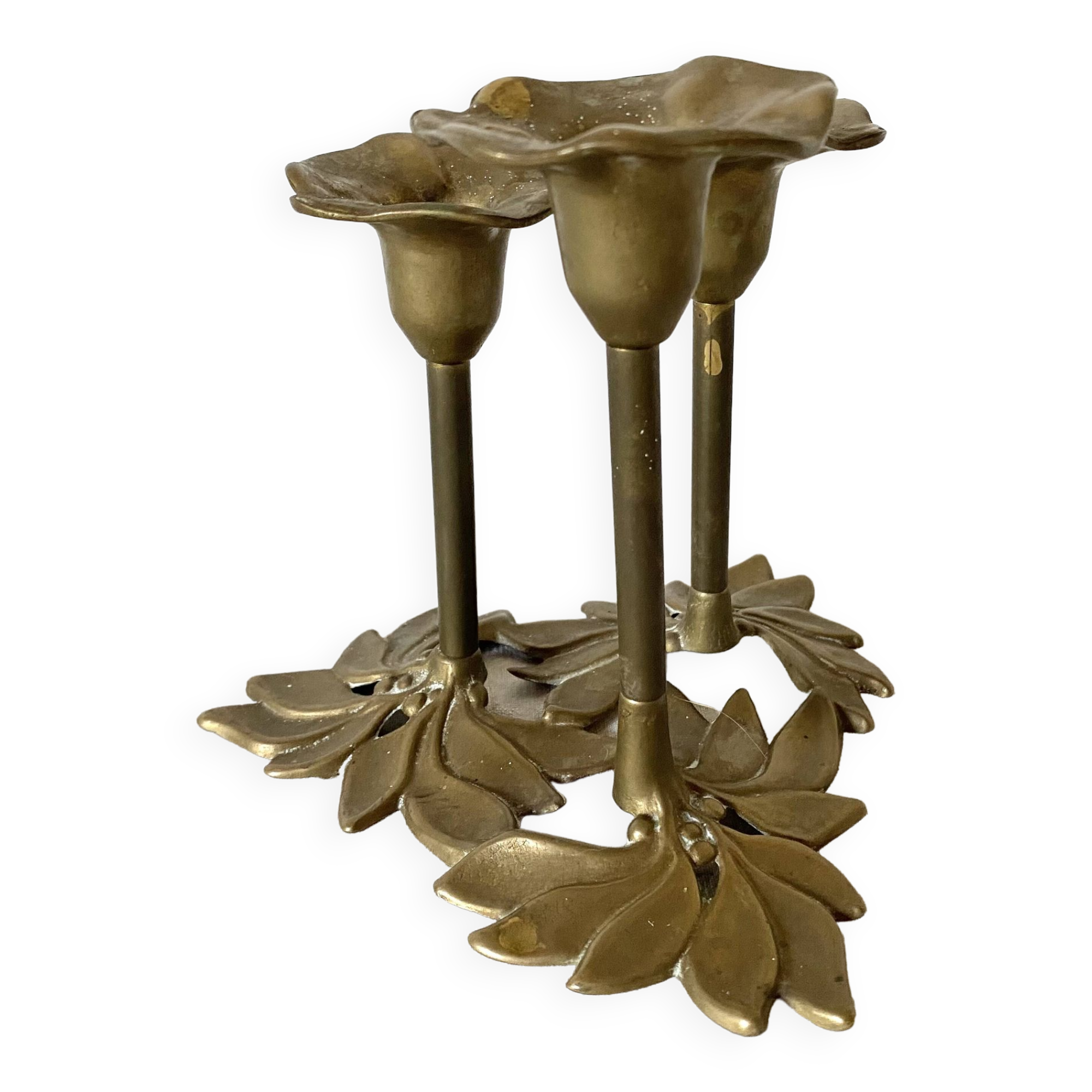 Floral Brass Candle Holder