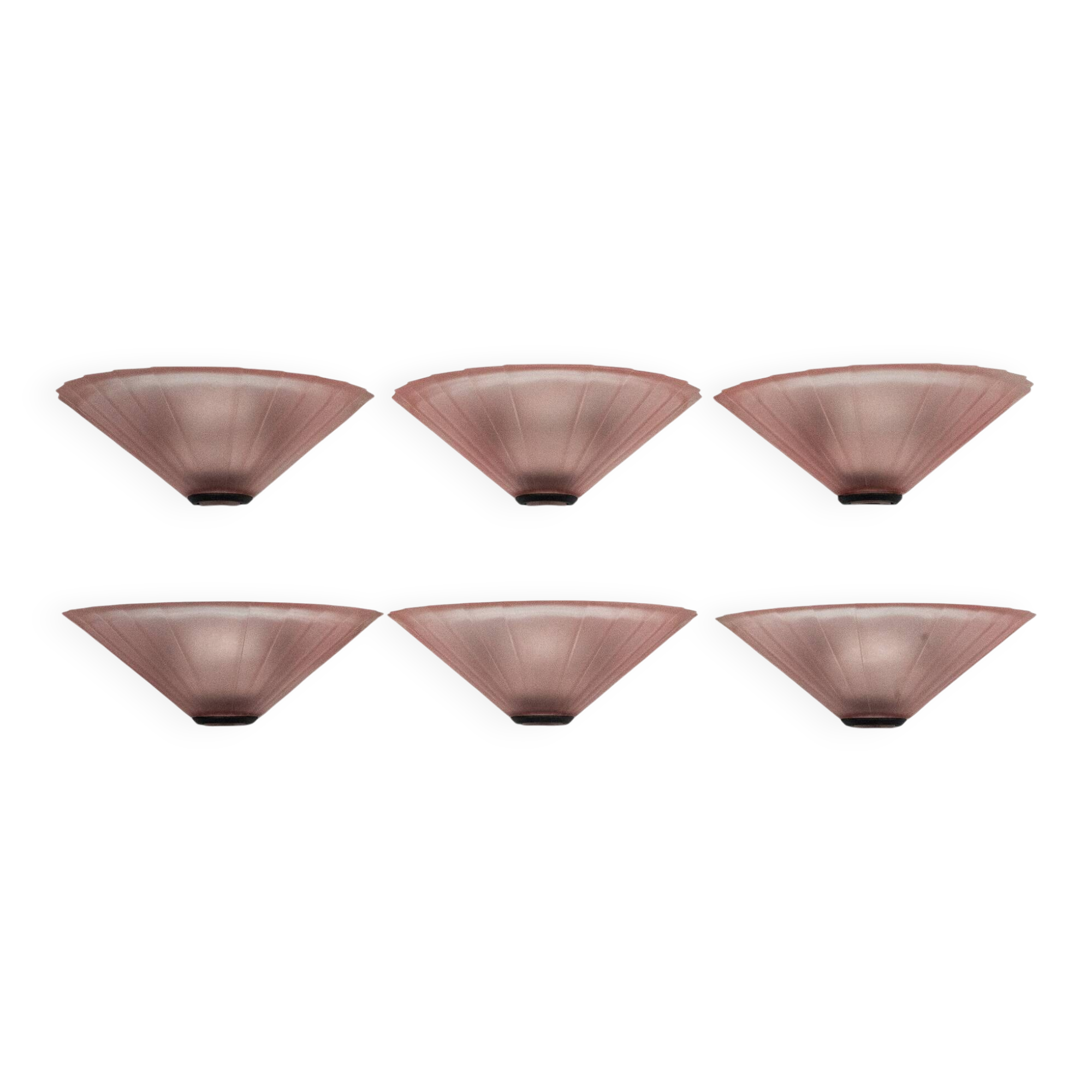 Set of six De Majo sconces in thick pink murano glass. Italy 1980s