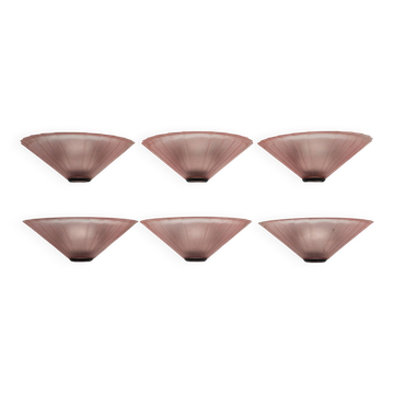 Set of six De Majo sconces in thick pink murano glass. Italy 1980s