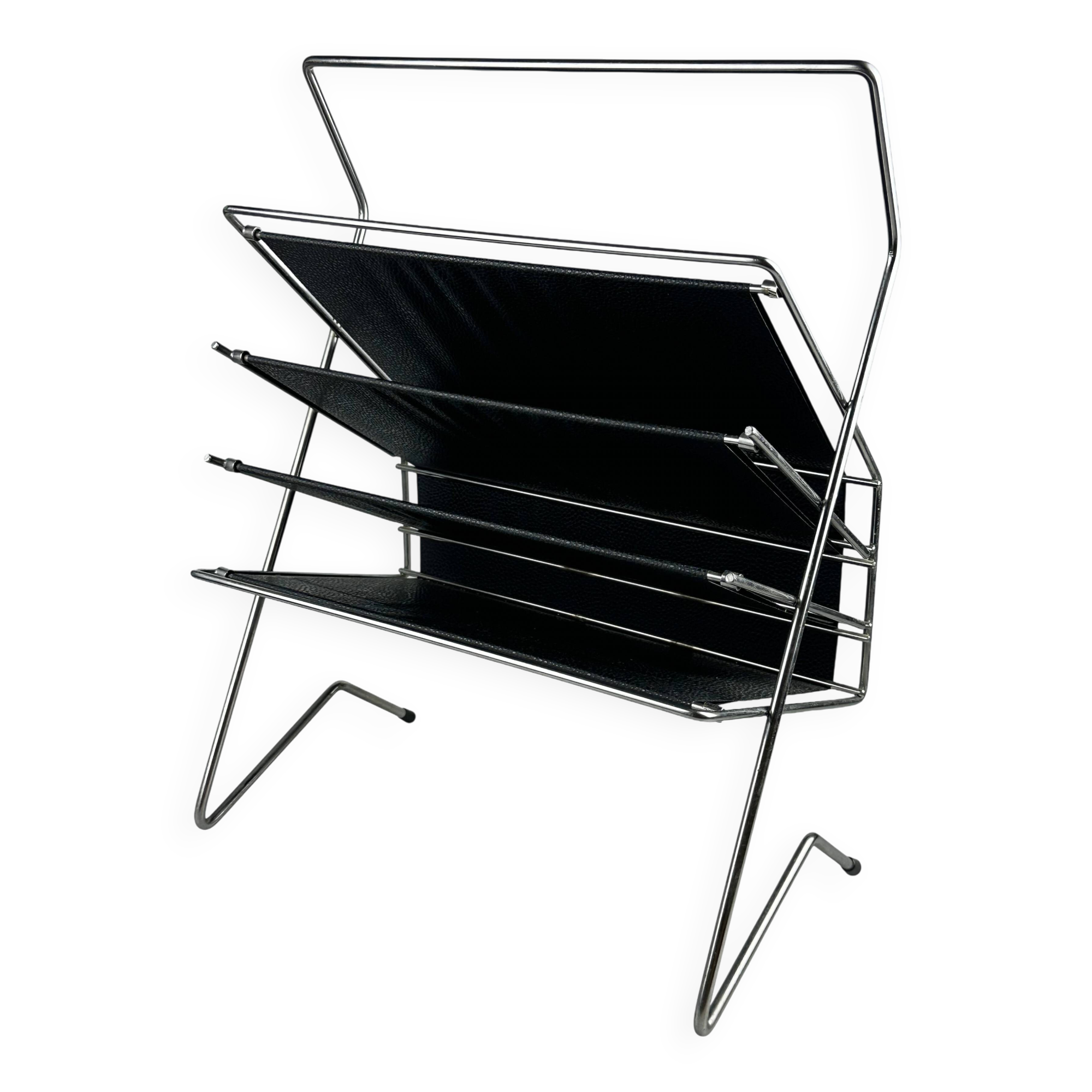 1960s 1970s Newspaper Holder in Metal & Plastic Space Age Design