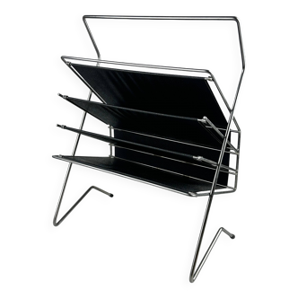 1960s 1970s Newspaper Holder in Metal & Plastic Space Age Design