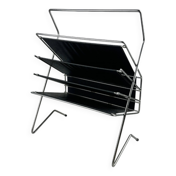 1960s 1970s Newspaper Holder in Metal & Plastic Space Age Design