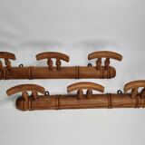 Pair of turned wooden coat racks in imitation of bamboo, 50 cm