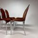 Set of 6 Belgium Tubular Frame and Velvet Dining Chairs, 1970s