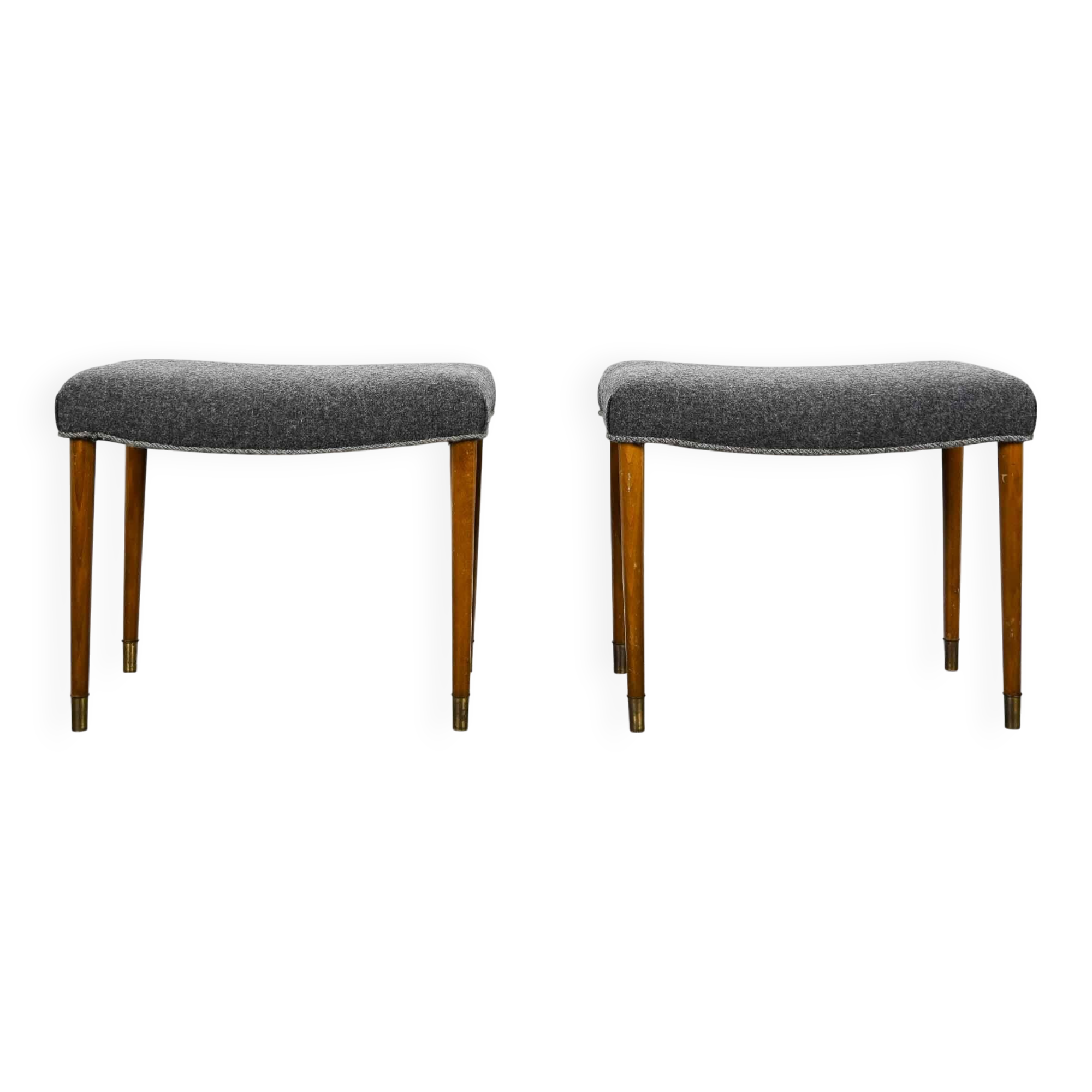 2 vintage footrests with wool seat