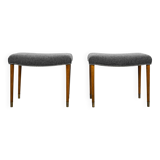 2 vintage footrests with wool seat