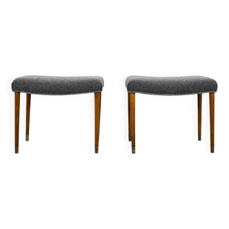2 vintage footrests with wool seat
