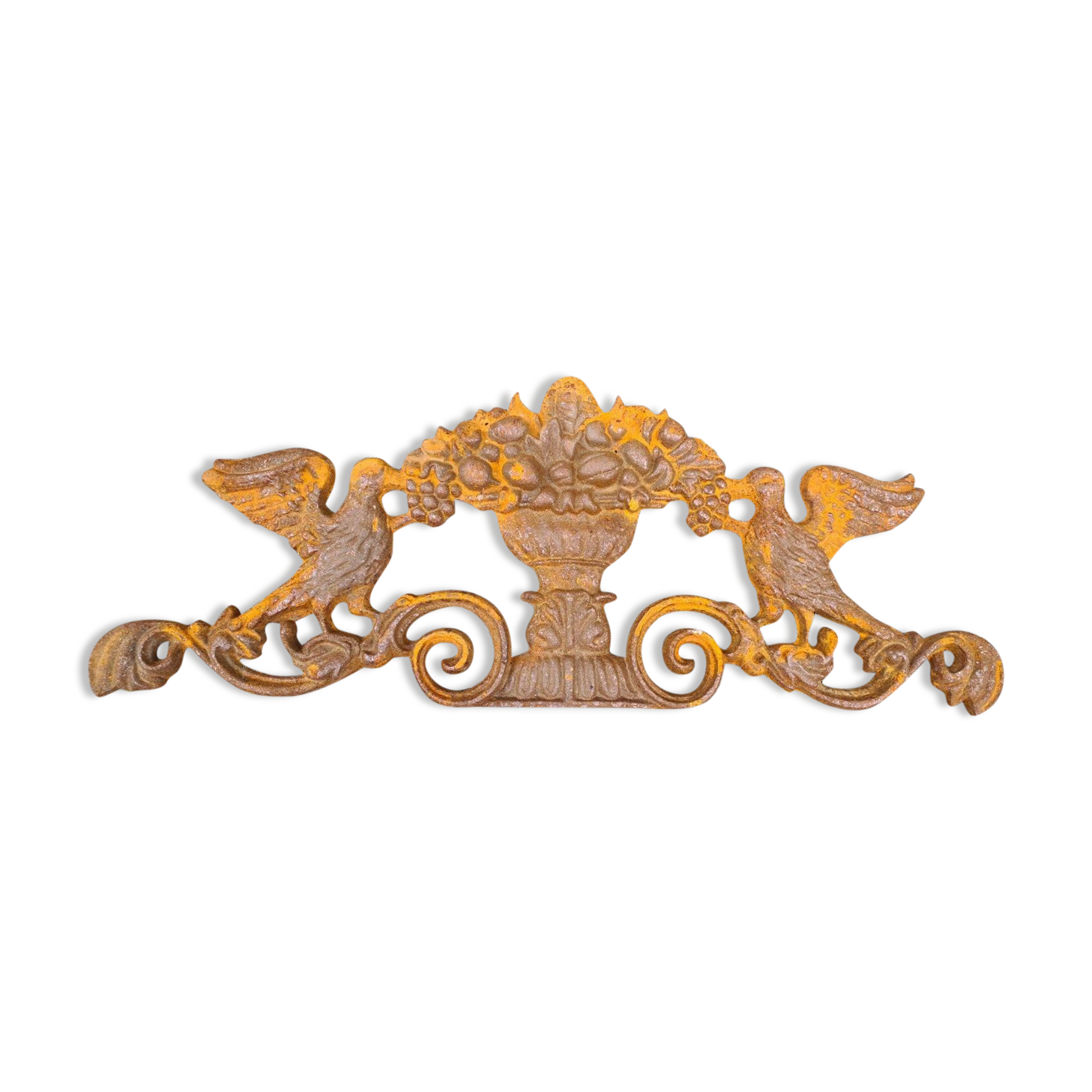 Cast iron pediment with birds
