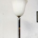Art deco floor lamp Mazda chrome opaline wood