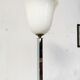 Lampadaire art déco Mazda chrome bois opaline