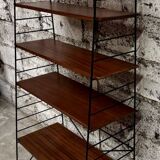1950s wrought iron and wood bookcase shelf