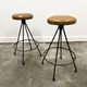 Pair of Industrial Vintage Metal Frame Bar Stools, France 1970s.
